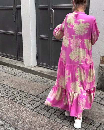 Giavanna | Robe longue imprimée à manches évasées décontractée