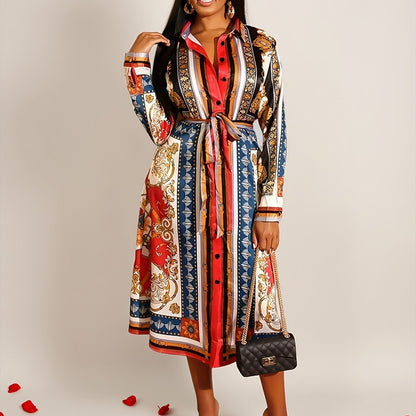 Marigold | Robe Chemise à Manches Longues Mi-Mollet