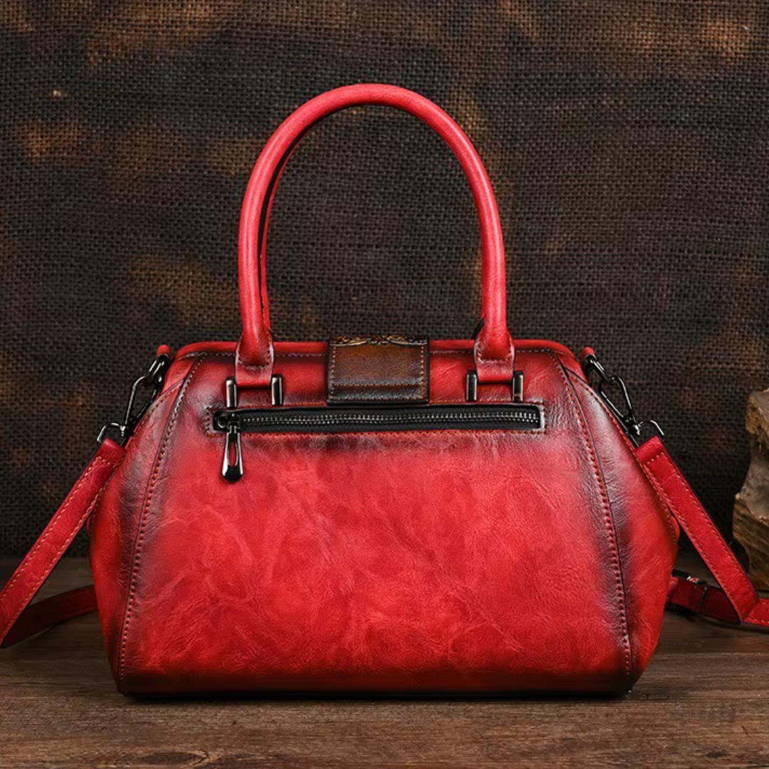 Florina - Sac en cuir orné de gravures et de motifs floraux