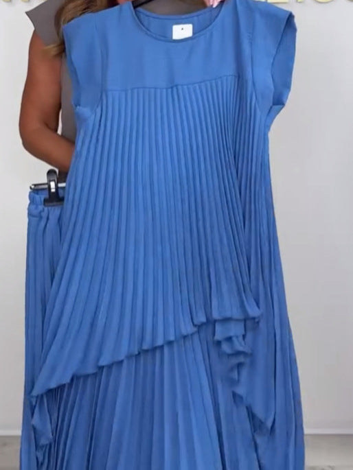 Sherry™ Midi Plissé Dress & Wide Leg Pant Set