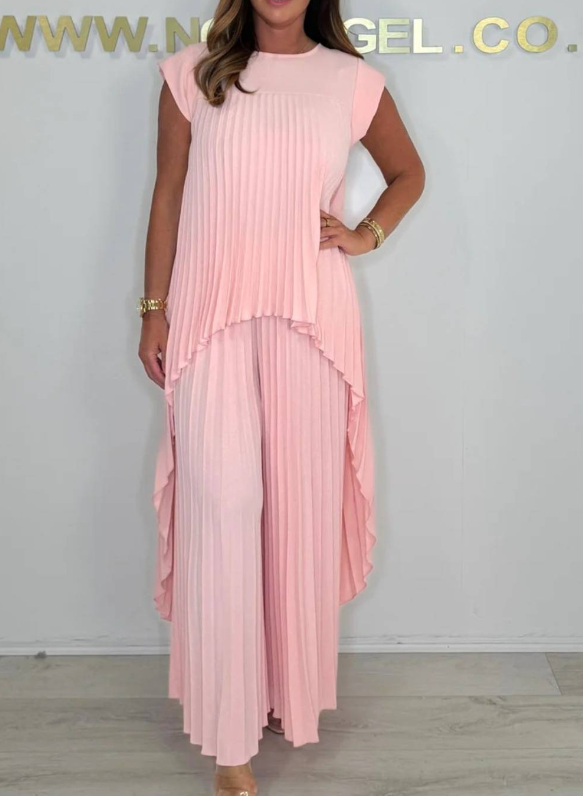Sherry™ Midi Plissé Dress & Wide Leg Pant Set
