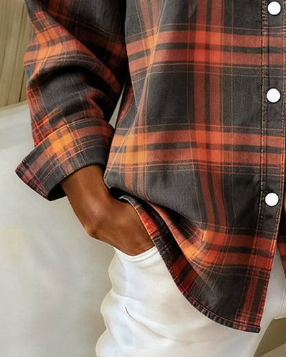 Lysandre | Chemise à Motif Carreaux et Col Notched