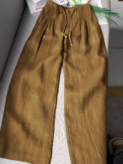 Camille | Pantalon large en coton et lin mélangés