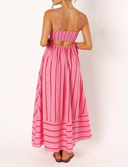 Elsie | Robe Maxi à Rayures avec Décolleté Dégagé pour Femmes