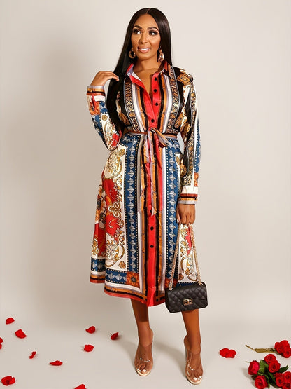 Marigold | Robe Chemise à Manches Longues Mi-Mollet