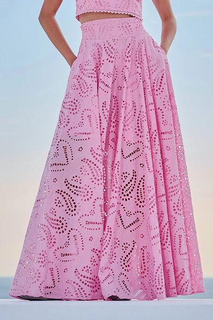 Ensemble Larissa™ : Top Brodé et Jupe Maxi Taille Haute