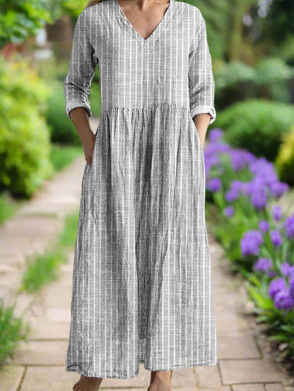 Dabria | Robe Rayée Classique Décontractée