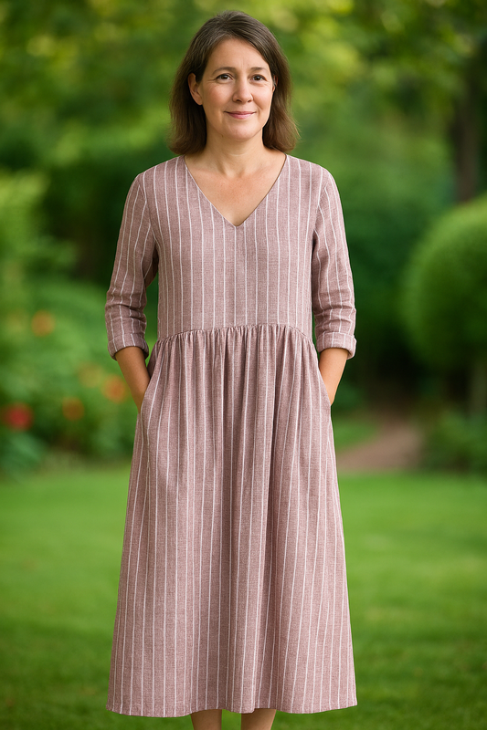 Dabria | Robe Rayée Classique Décontractée