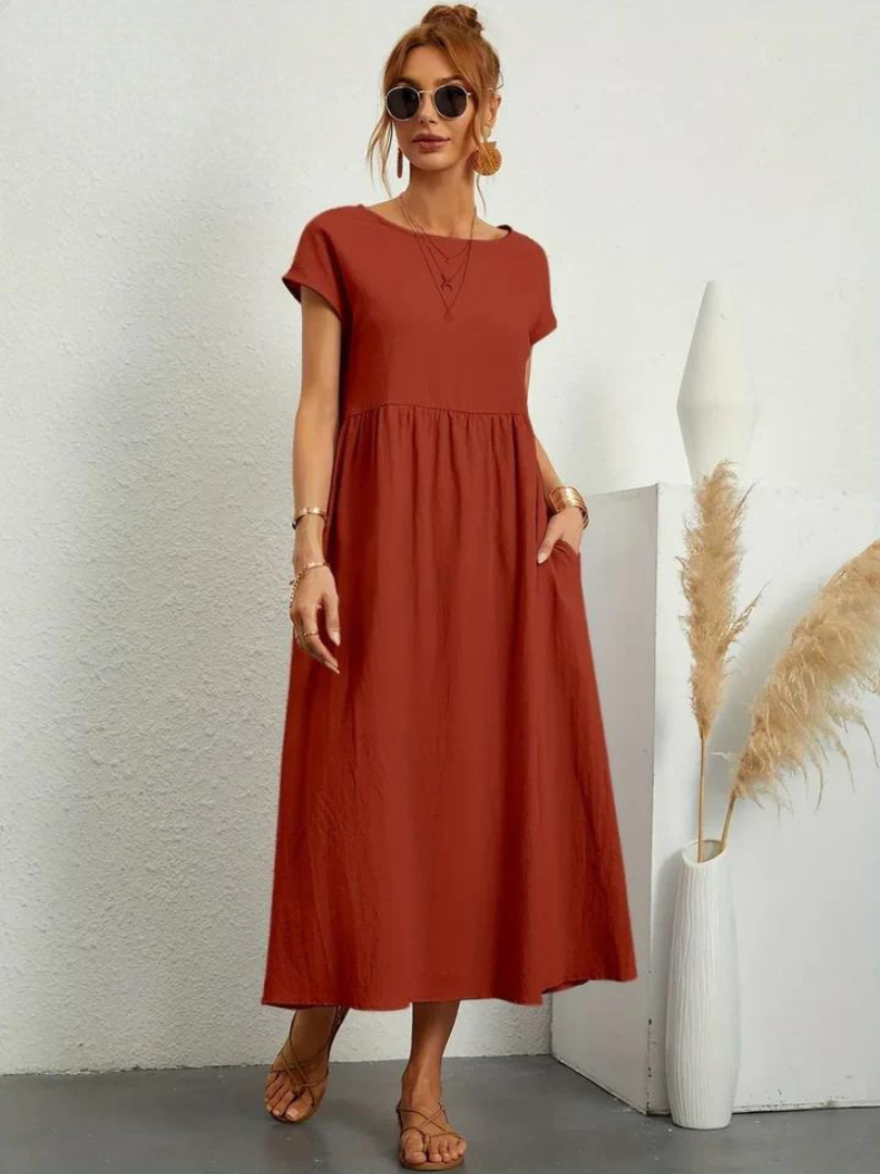 Maelis | Robe de Poche en Coton-Lin pour Femmes