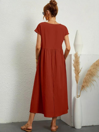 Maelis | Robe de Poche en Coton-Lin pour Femmes