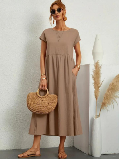 Maelis | Robe de Poche en Coton-Lin pour Femmes
