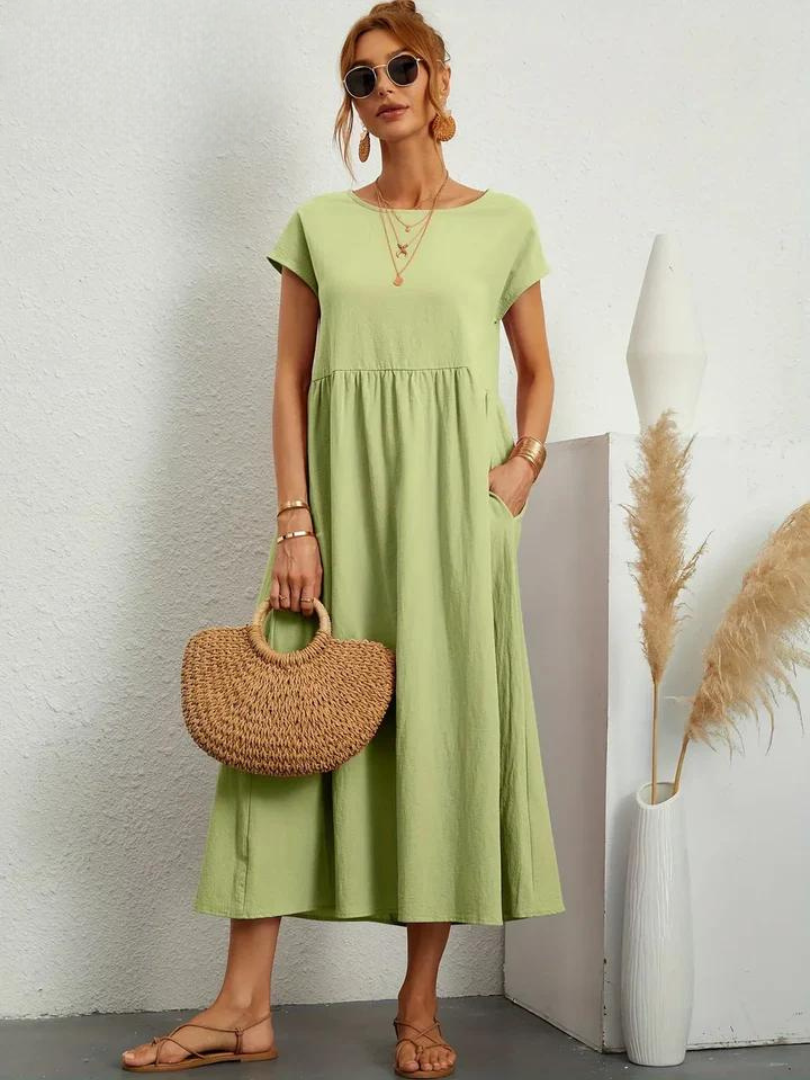 Maelis | Robe de Poche en Coton-Lin pour Femmes