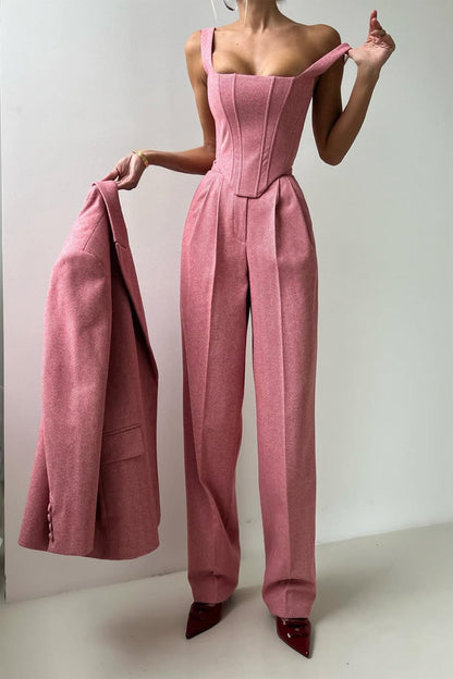 Dolce | Ensemble trois pièces avec blazer croisé