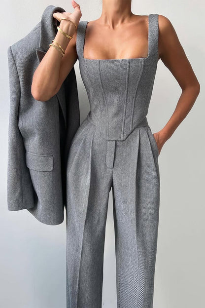 Dolce | Ensemble trois pièces avec blazer croisé