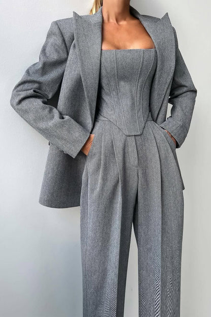 Dolce | Ensemble trois pièces avec blazer croisé