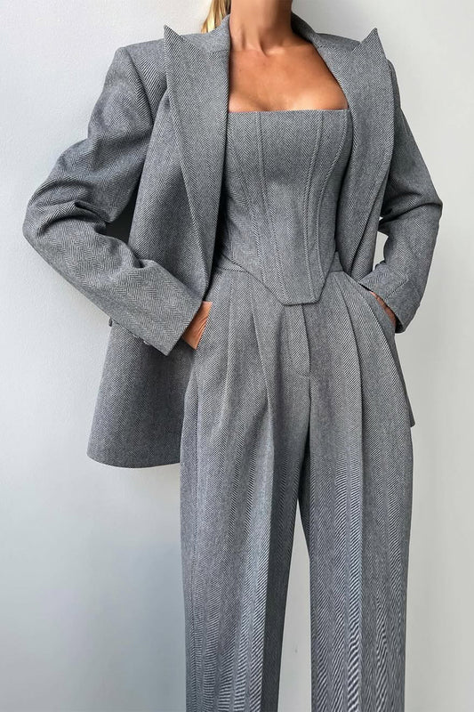 Dolce | Ensemble trois pièces avec blazer croisé