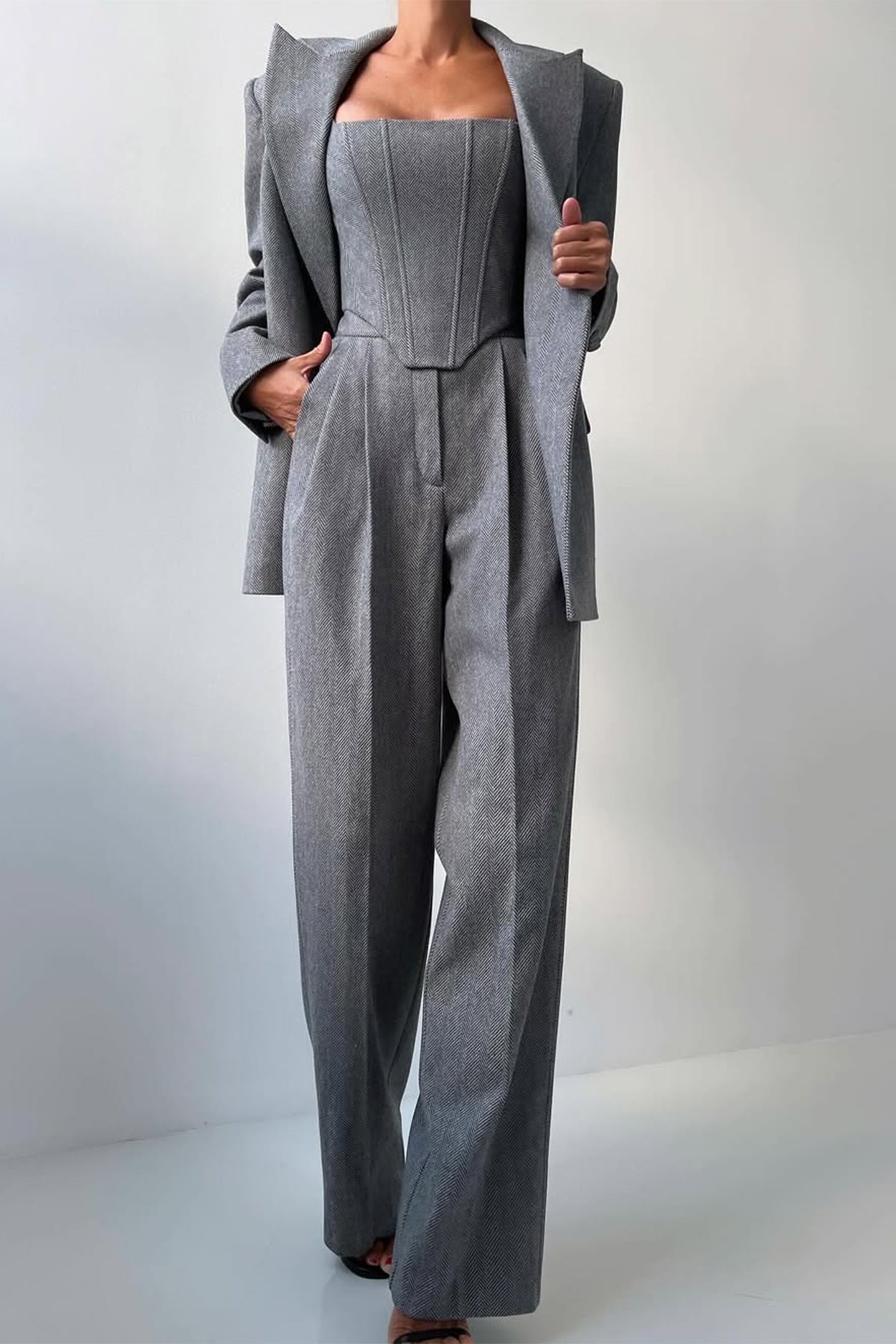 Dolce | Ensemble trois pièces avec blazer croisé