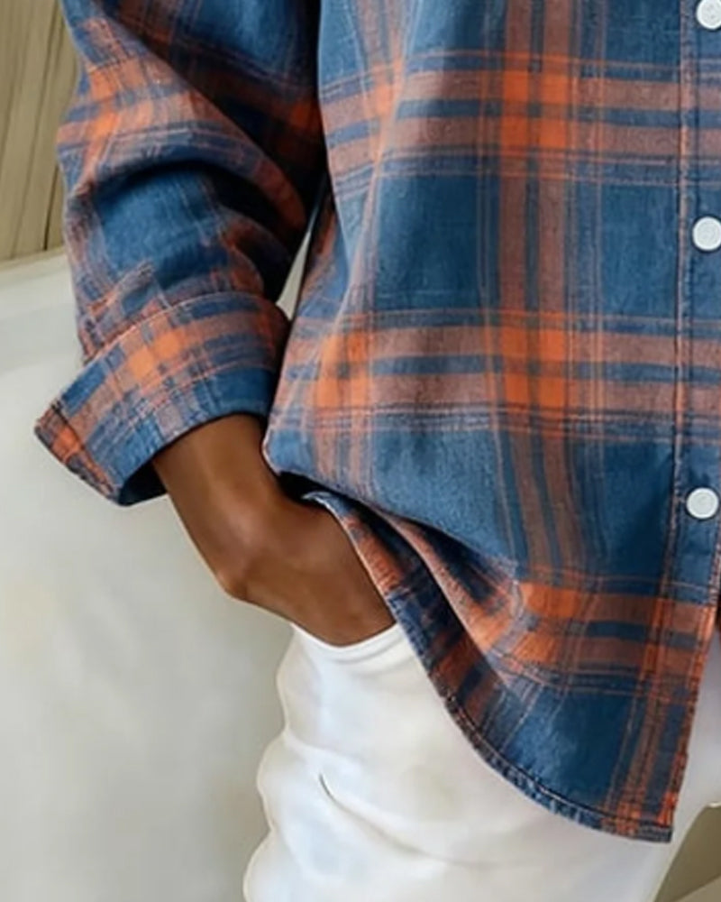 Lysandre | Chemise à Motif Carreaux et Col Notched