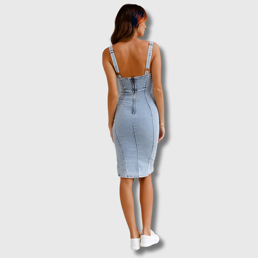 Hester | Robe en Denim Ajustée à Col Halter