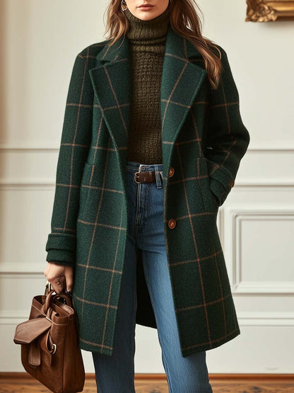 Élise | Manteau en Laine à Carreaux Classique